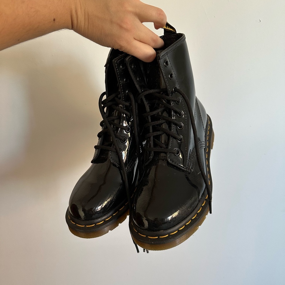 Dr. Martens Glossy Black Moto Boots